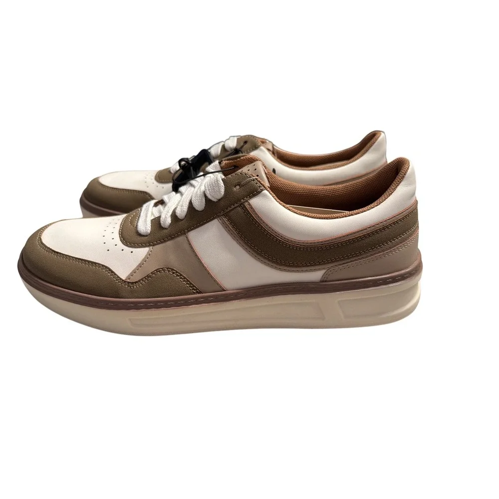No Boundaries Mens Sneakers Size 9.5 Brown Cream Low Top Court Shoes New